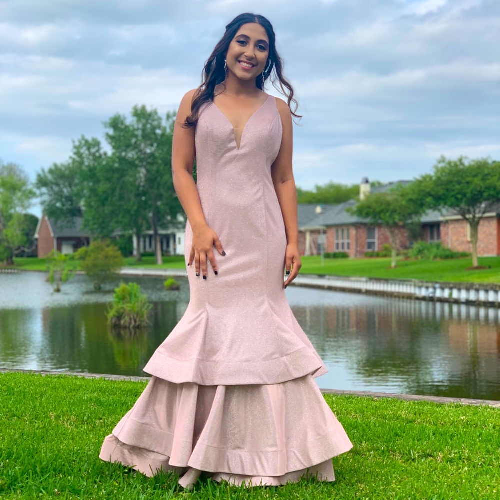 Champagne Pink Mermaid Style Prom Dress